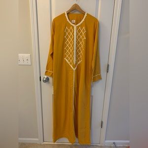 Mustard Yellow Embroidered Dress / Arab Traditional Abaya